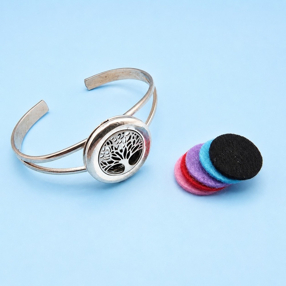 SENFAI Tree of Life Aromatherapy Essential Oil Diffuser Cuff Bracelet -3452